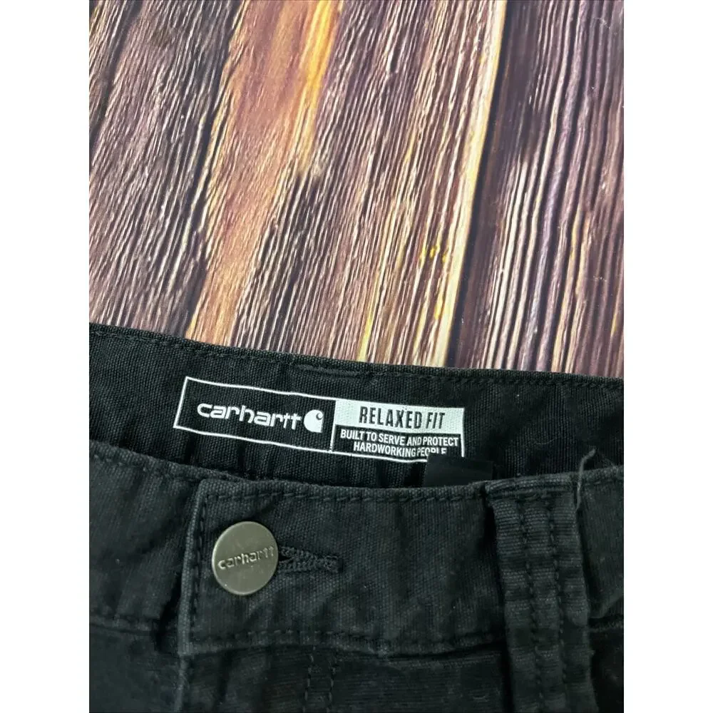 Carhartt Pants Black Relaxed Fit Cargo Pocket Rugged Flex Workwear Mens 32x32